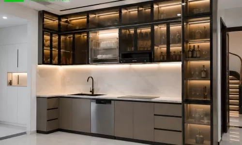 Thi Công Tủ Bếp Hợp Kim Nhôm Cánh Kính Trọn Gói Từ A Đến Z