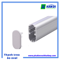Thanh nhôm oval treo áo tích hợp khe đèn LED