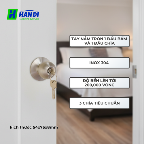 Tay nắm tròn IMUNDEX 704.13.476, Khóa phòng ngủ