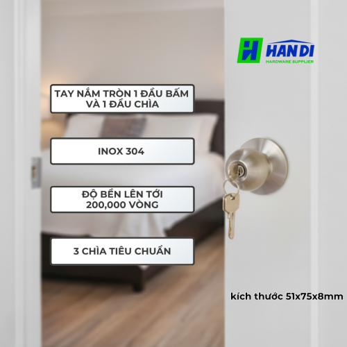 Tay nắm tròn IMUNDEX 704.13.476, Khóa phòng ngủ