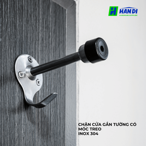 Chặn cửa gắn tường Imundex, 709.11.300, tích hợp móc treo đồ