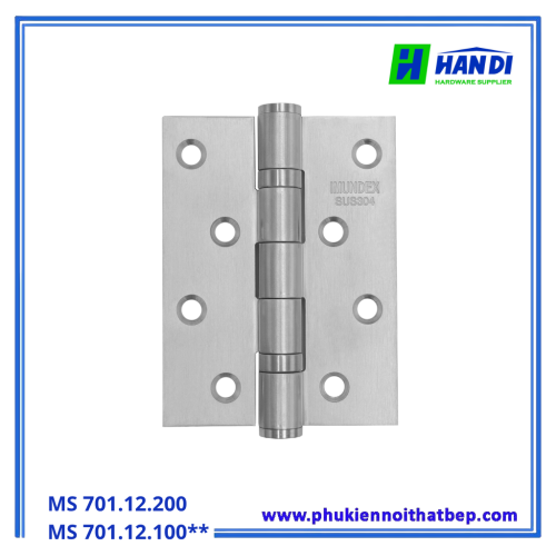 Bản lề bi MS-701.12.200 Inox 304, Chịu lực cao.