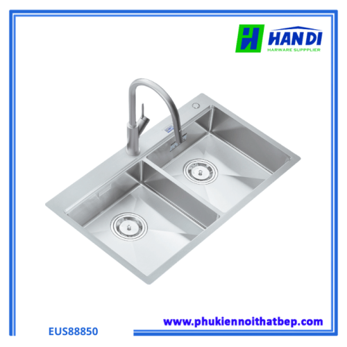 Chậu Rửa Bát Eurogold EUS88850: Inox SUS304, 2 Hố Lớn
