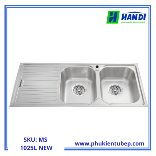 Chậu rửa chén 2 hố inox 304 MALLOCA MS 1025L NEW