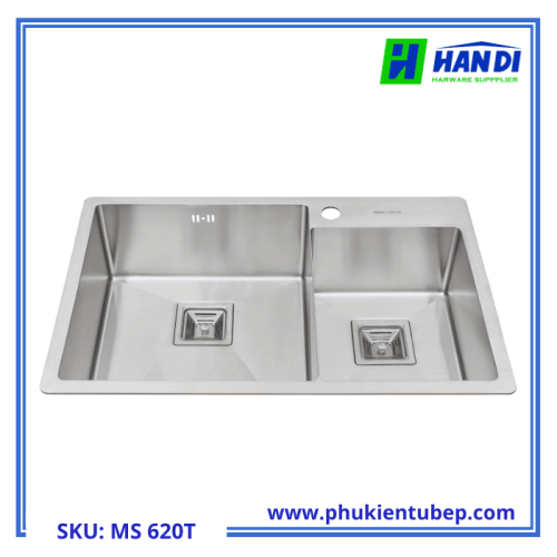 Chậu rửa chén 2 hố inox 304 MALLOCA MS 620T