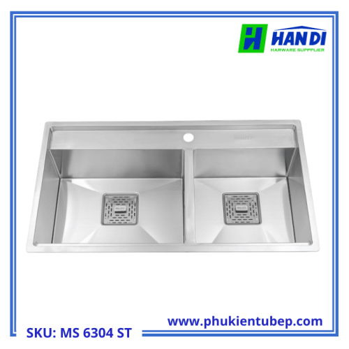 Chậu rửa chén 2 hố inox 304 MALLOCA MS 6304 ST