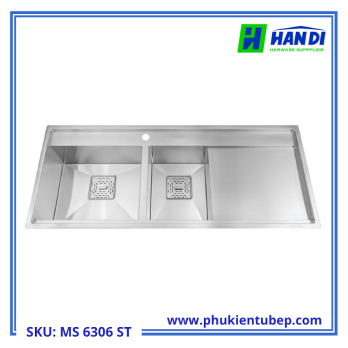 Chậu rửa chén 2 hố inox 304 MALLOCA MS 6306 ST