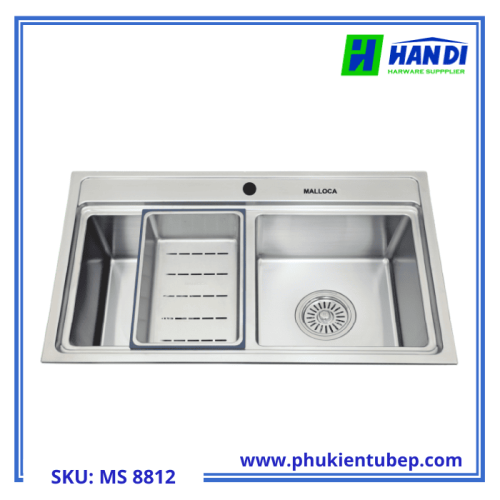Chậu rửa chén 2 hố inox 304 MALLOCA MS 8812