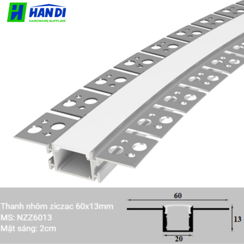 Thanh nhôm Zic zắc uốn cong kèm mặt nhựa PVC