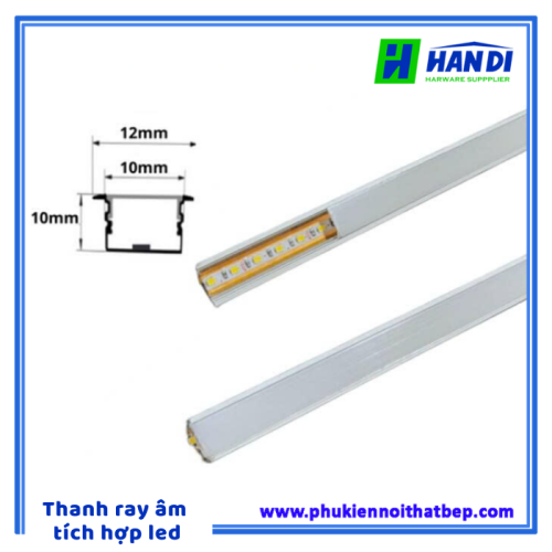 Thanh ray âm đèn LED tích hợp sẵn nguồn sáng 3m/Thanh